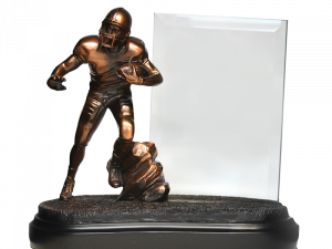 Bronze Football Player with Glass Plaque - RFB297