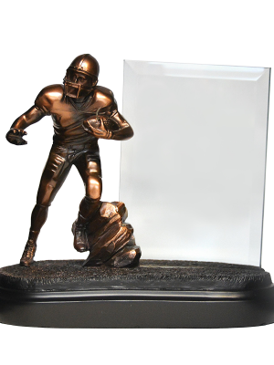 Bronze Football Player with Glass Plaque - RFB297